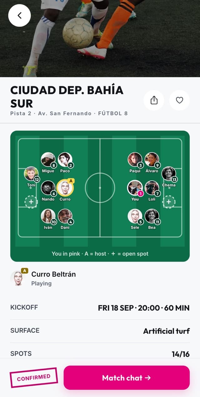 The game page with your number
