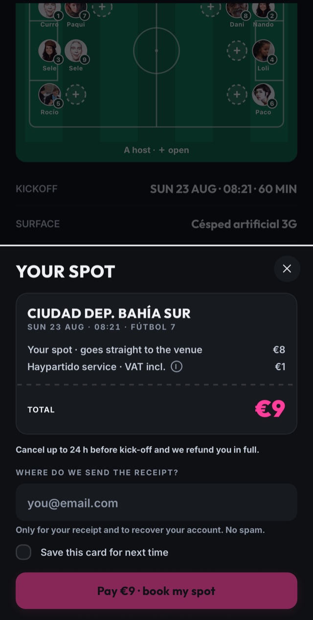 The price broken down before paying