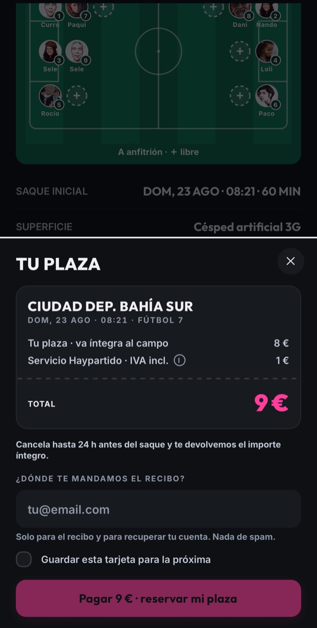Desglose del precio antes de pagar